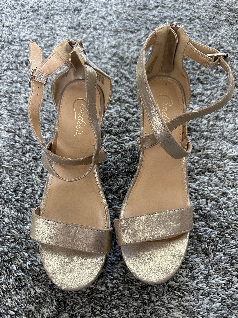 Candie's Metallic Nude Ankle-Strap Heels